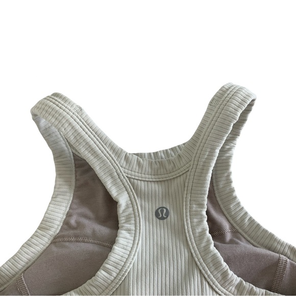 Lululemon Ribbed Nulu High-Neck Yoga Bra Natural Ivory Size 8 - Picture 6 of 7
